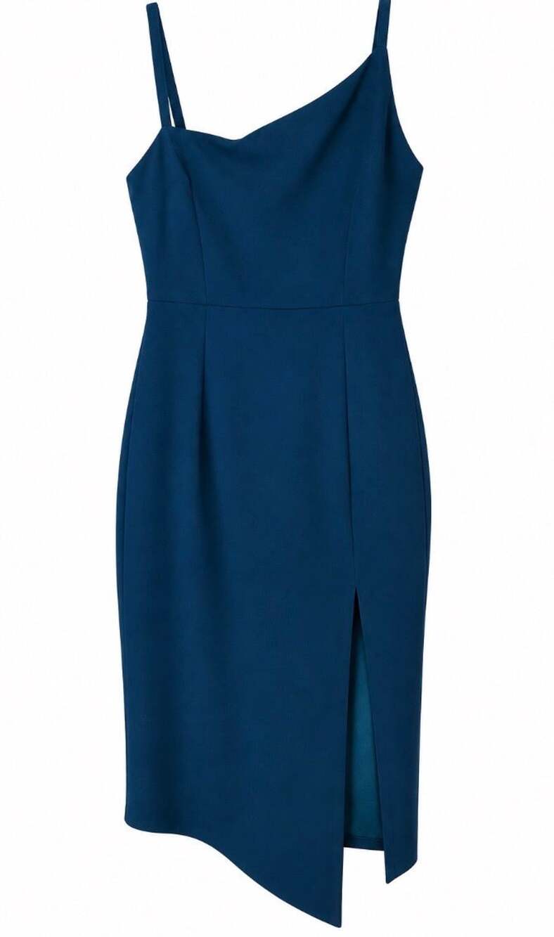 Lulus Blue Asymmetrical Midi Dress NWT